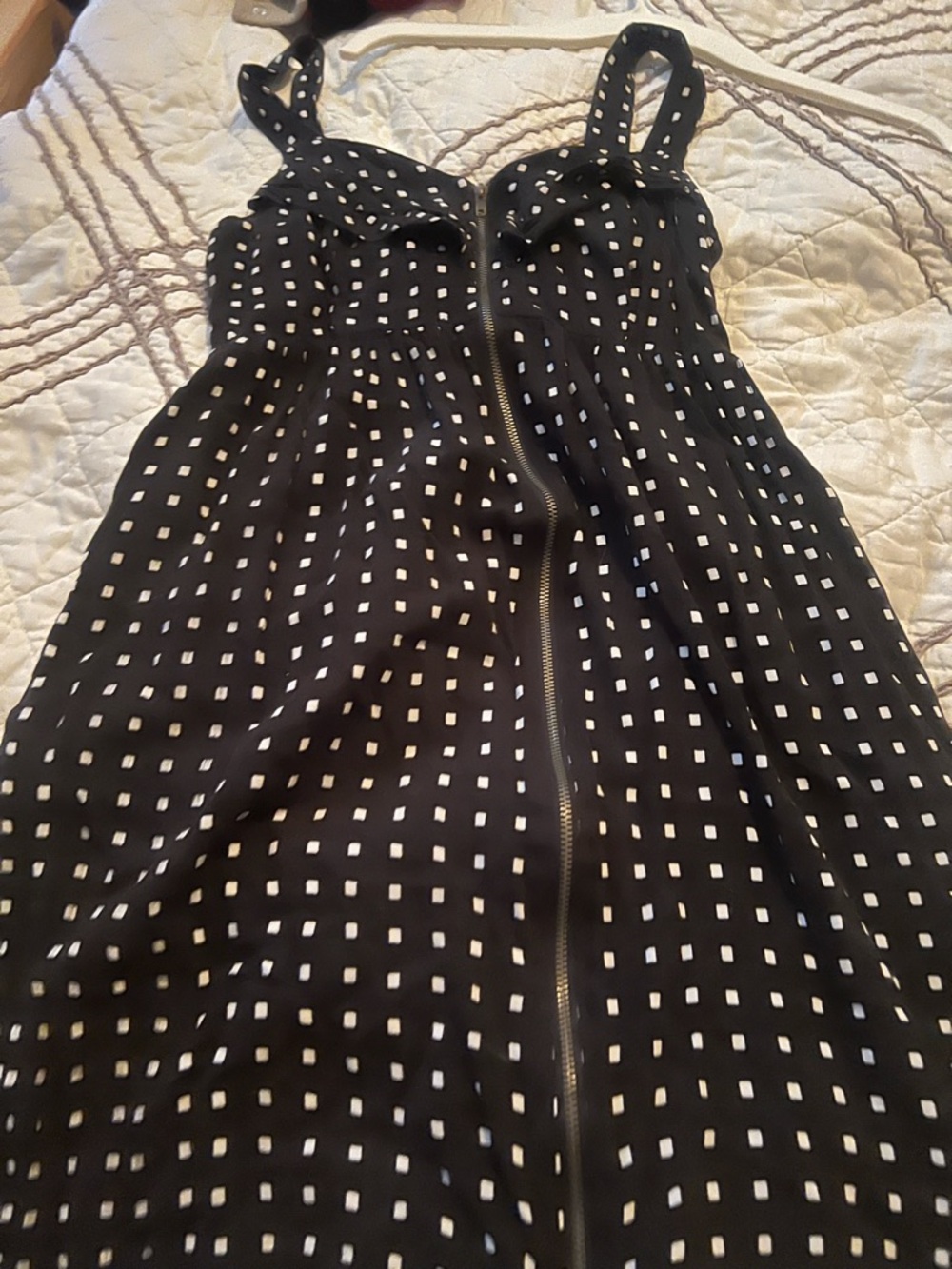 Free People Black and White Square-Print Sundress